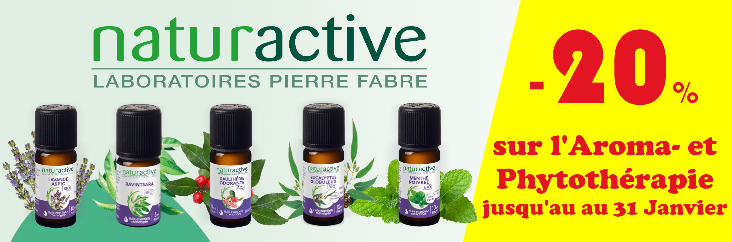 Remise imm&eacute;diate de 20 % aroma et phyto Naturactive sur janvier 2026